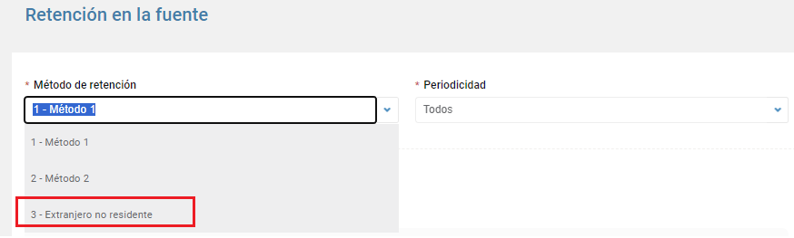 Configuración de retención en la fuente en la ficha del empleado