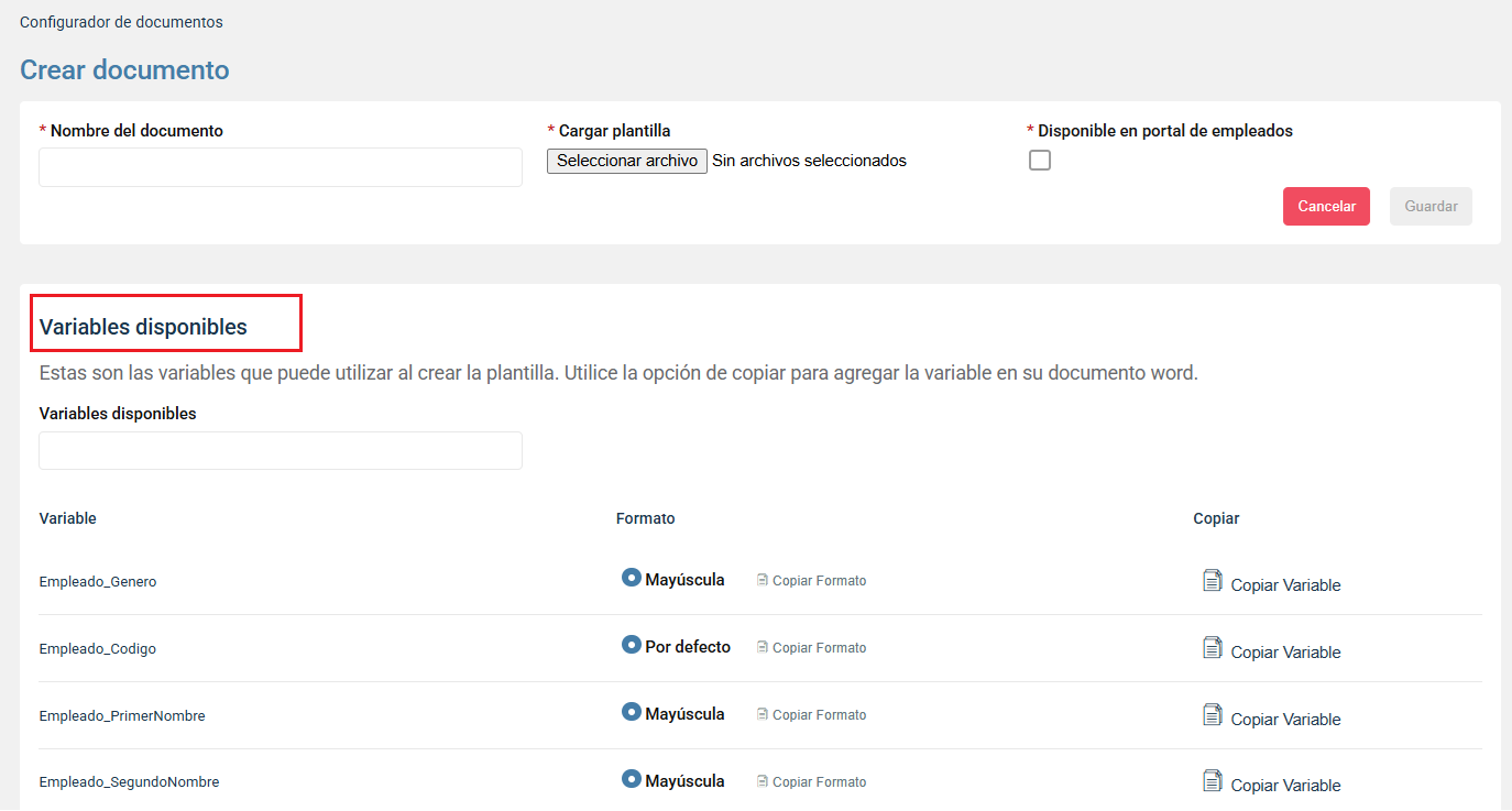 crear un nuevo documento laboral en Bitákora
