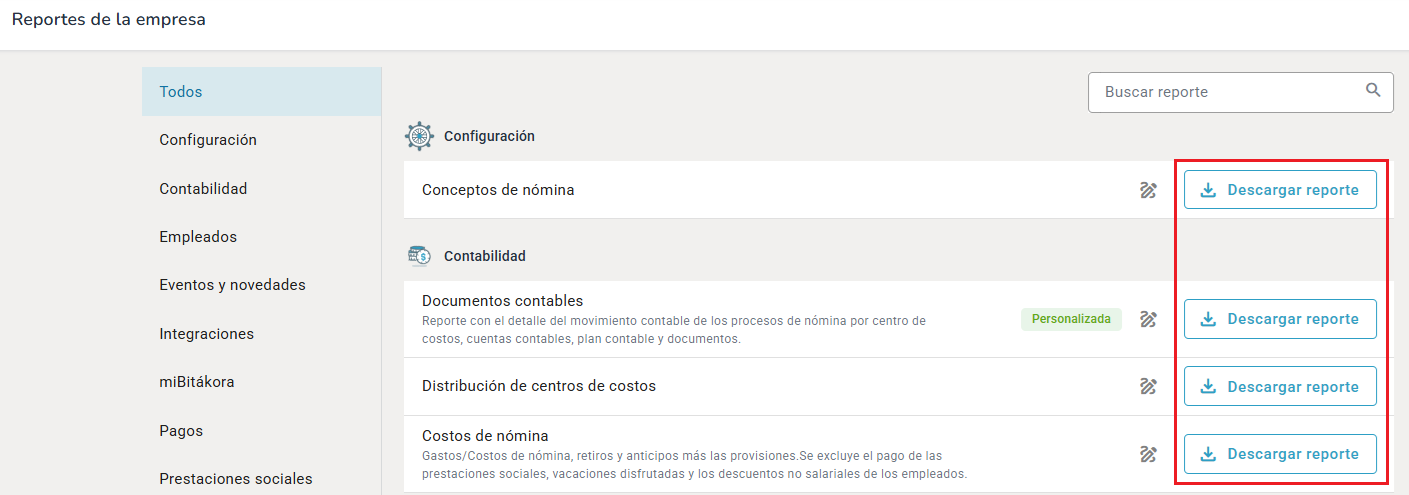 Descargar el reporte en Bitákora