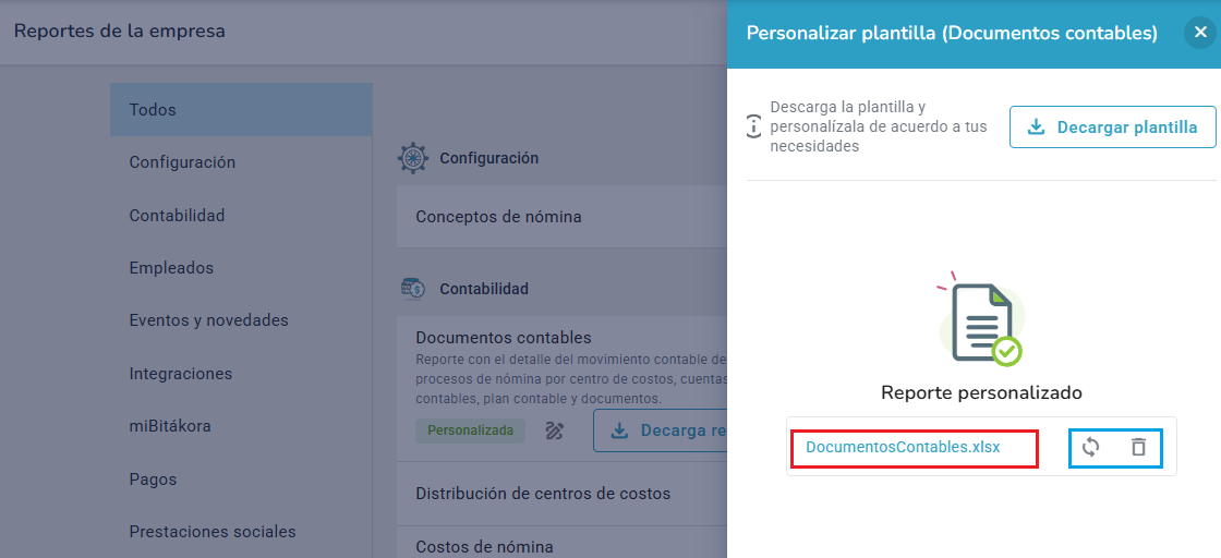 Acceder a personalizar la plantilla del reporte