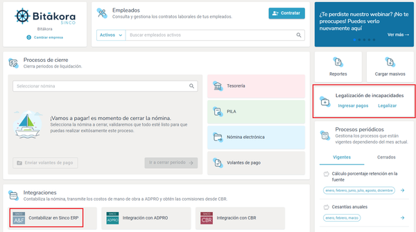 Documentos contables de legalización de incapacidades