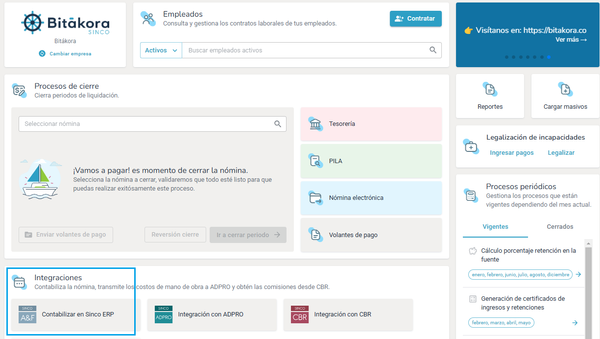 Integración de Bitákora con Sinco ER