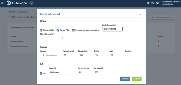 Firma digital: configuración por certificado laboral