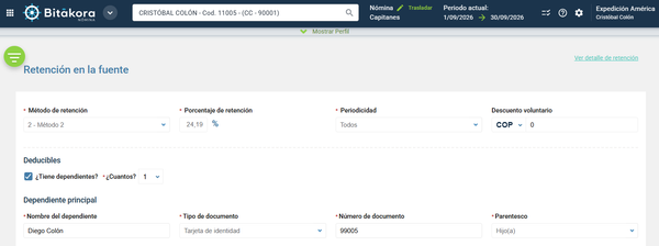 Dependientes adicionales para retención en la fuente - Bitákora